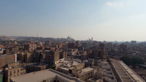 cairo urban skyline view from above on daylight, wide panning shot