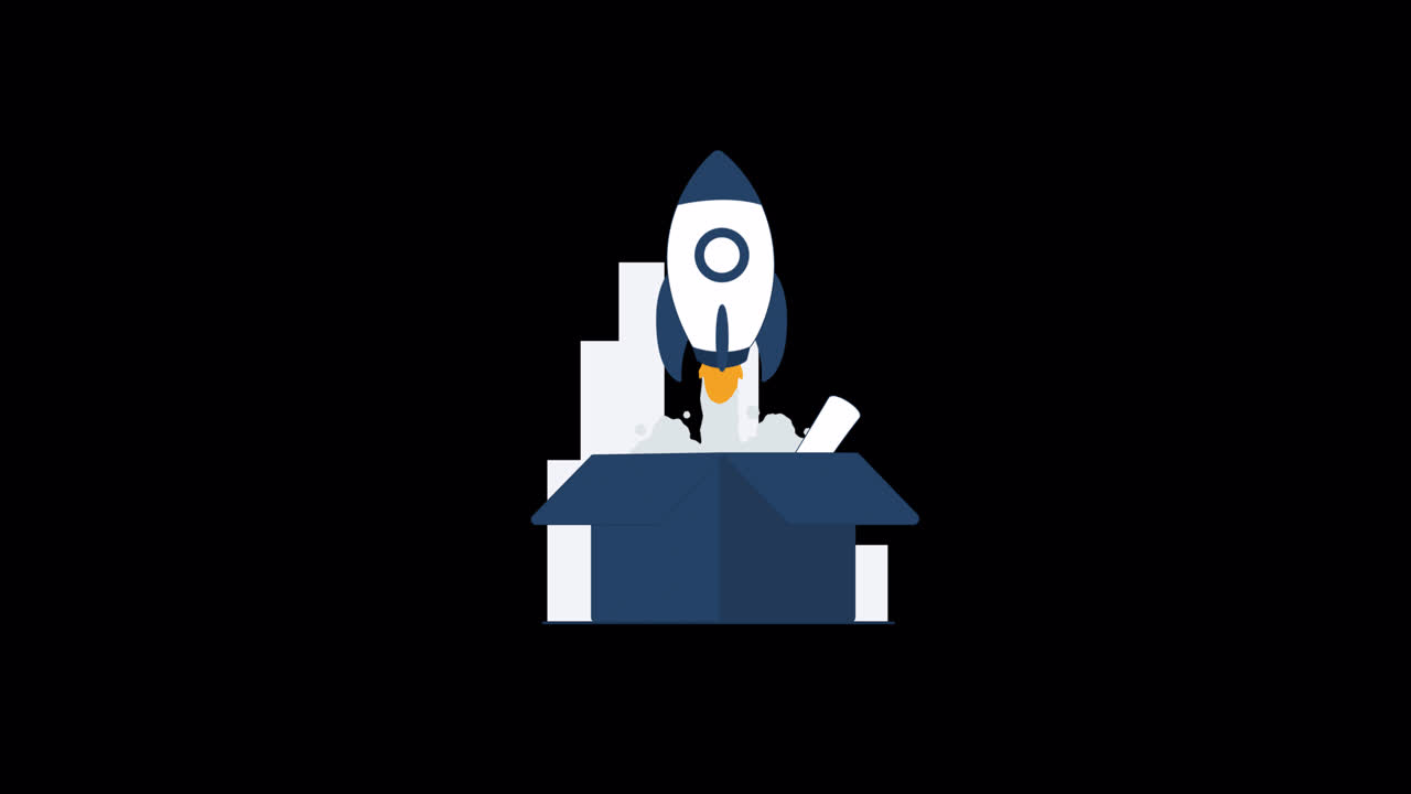 Animated Rocket Launching Out of a Box