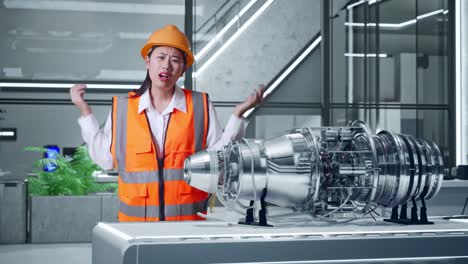 woman engineer stressed about rocket engine