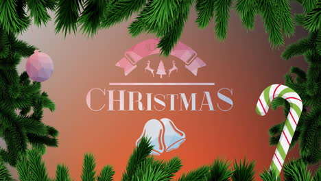 animación de felicitaciones de navidad sobre fondo naranja