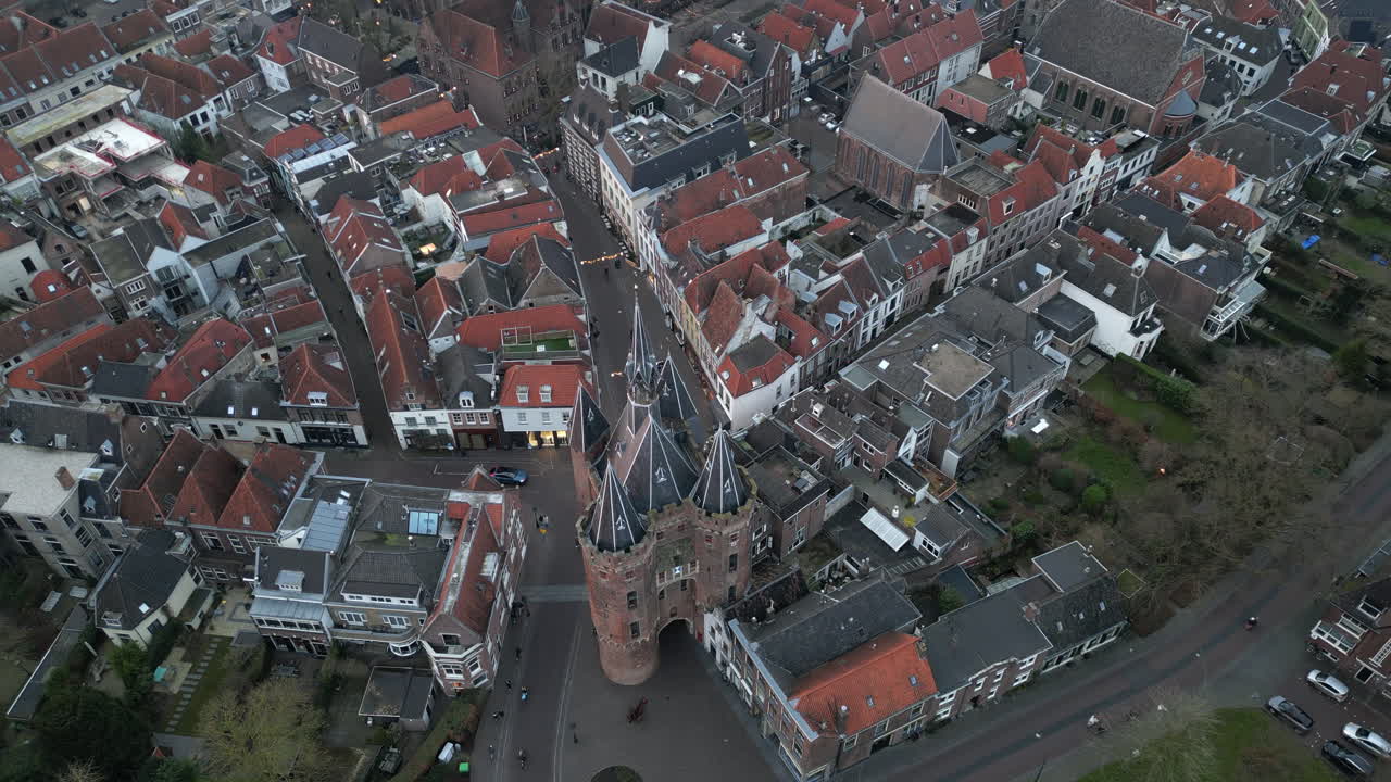 Zwolle, Overijssel sunset drone view, the Netherlands