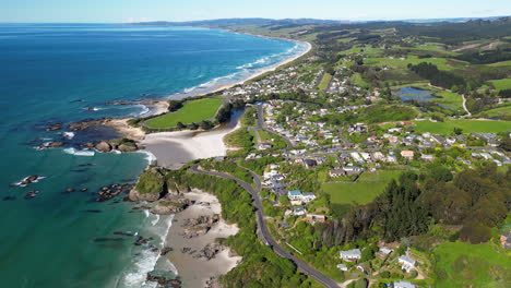 aerial drone view of brighton sunny green coastline at day time