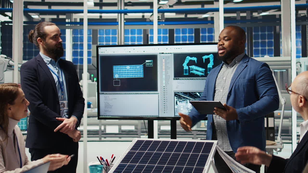 Solar Panel Factory Manager Shaking Hands With Investor