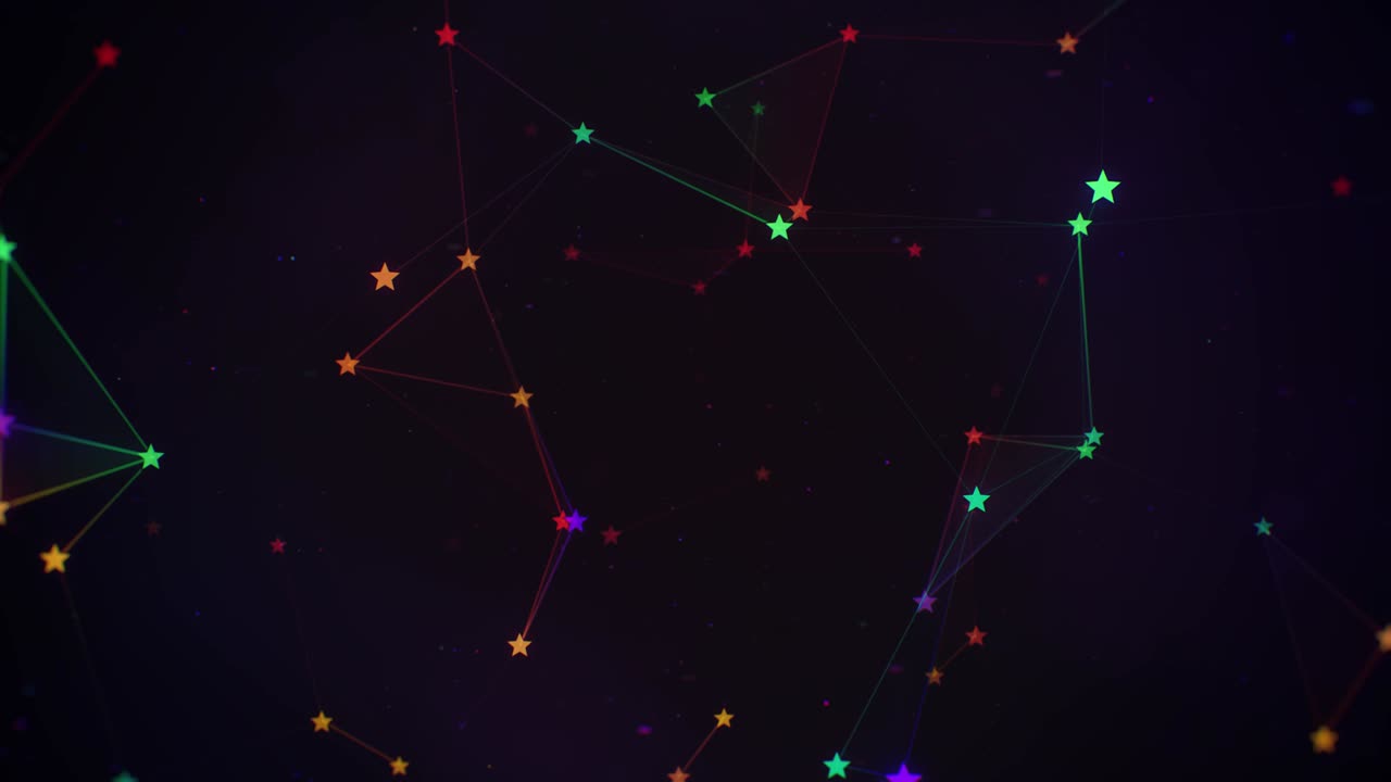Rotating Colorful Stars Constellations on Dark Background