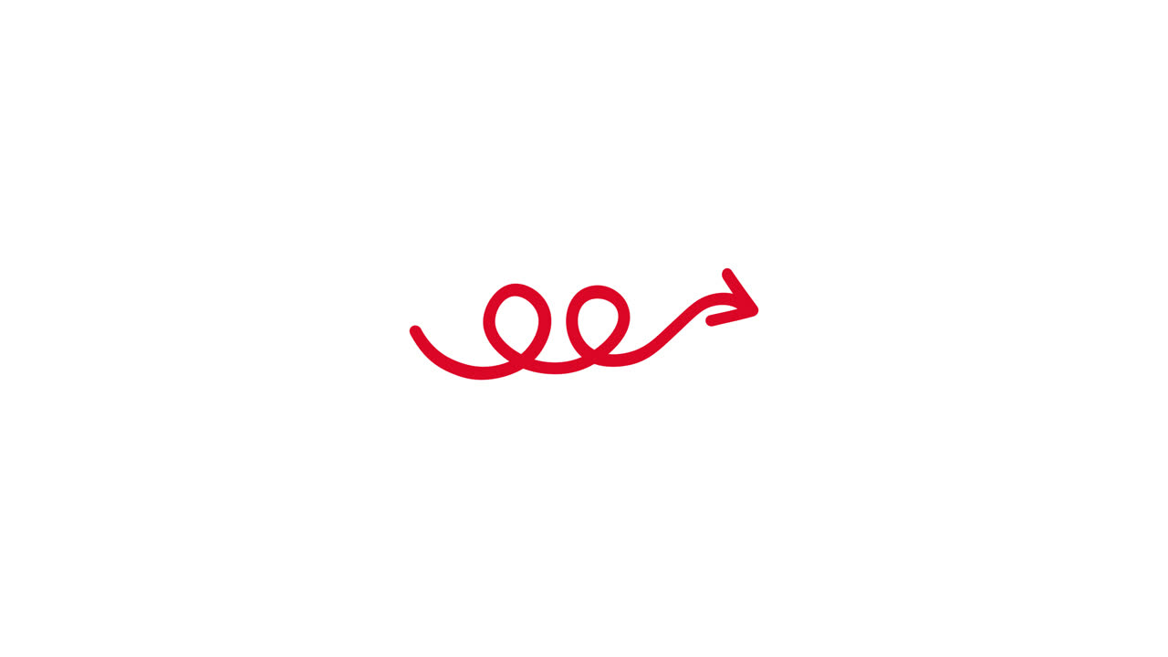 Animated Red Line Drawing Spiral Arrow on White Background