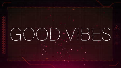 animación de texto de buenas vibraciones sobre fondo rojo