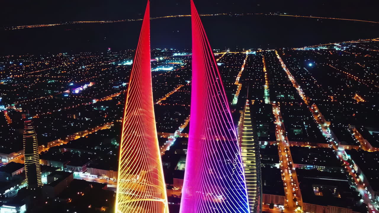Colorful Skyscrapers at Night