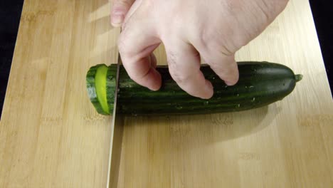 cutting a cucumber