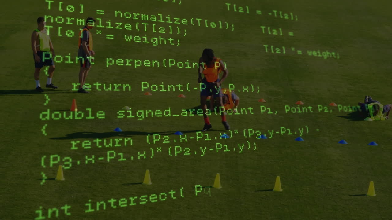 Animation of data processing over football players