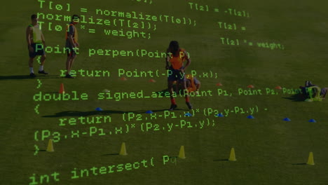 animation of data processing over football players