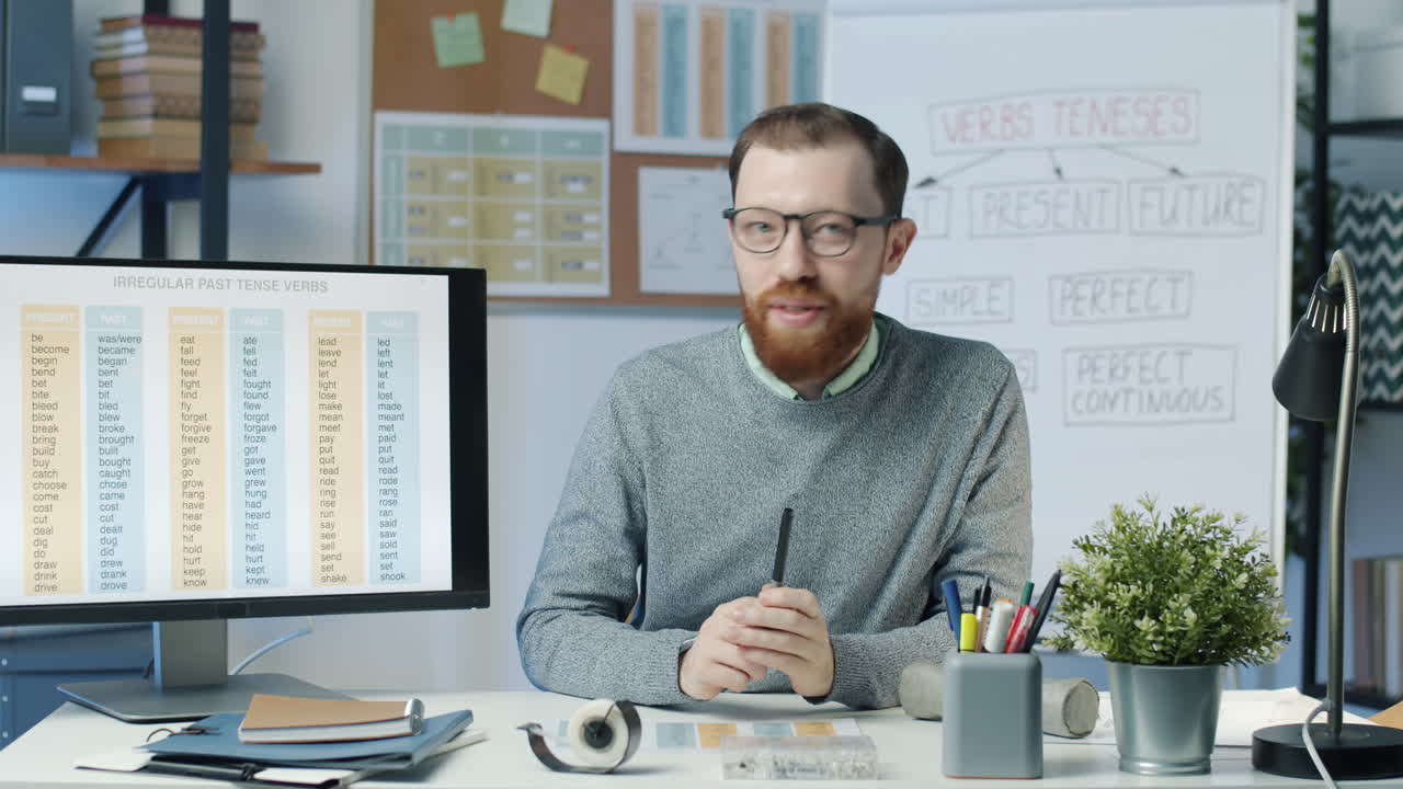 Teacher Explaining Past Tense Verbs