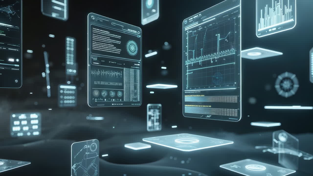 Futuristic Holographic Data Interface in a Digital Space