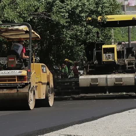 workers making asphalt road