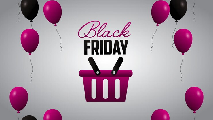 sale black friday clearance with balloons helium and shoping basket