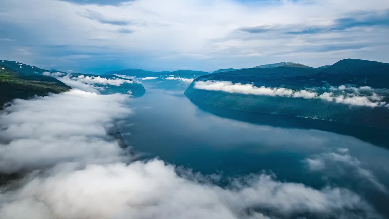 공중 영상 아름다운 노르웨이의 자연.