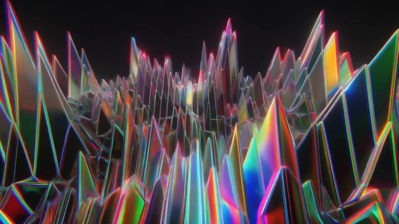 Abstract Iridescent Geometric Landscape with Pulsing Motion