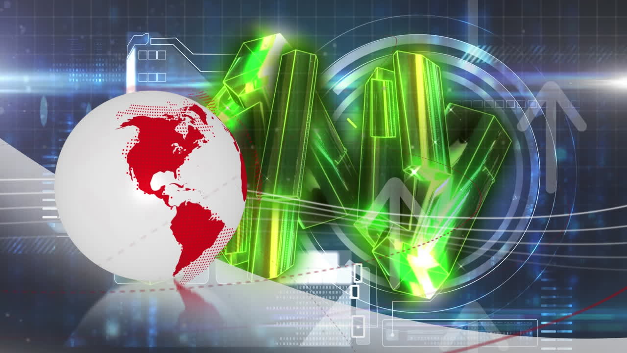 크리스탈과 글로브를 통해 데이터 처리의 애니메이션