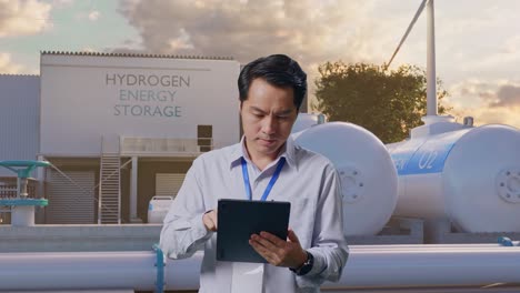 vigilancia de los empleados de las instalaciones de almacenamiento de energía de hidrógeno