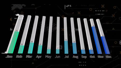 animation of graph over data processing on black background