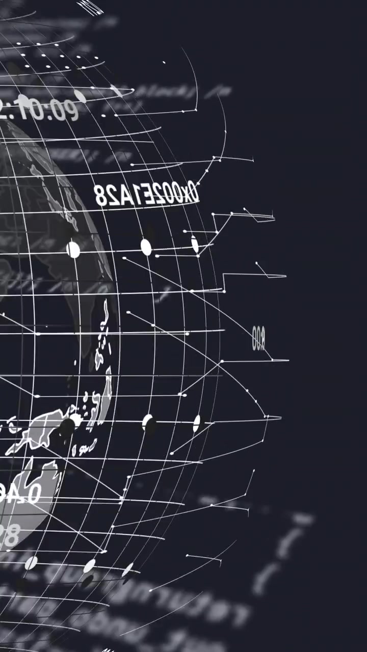 Animation of globe and changing numbers on black background