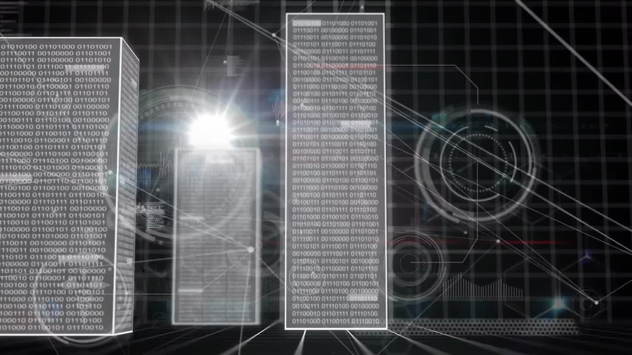 컴퓨터 서버를 통해 데이터 처리의 애니메이션