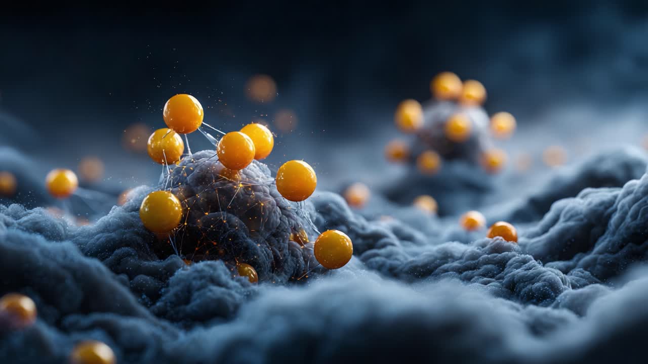 A Close-Up View of Vibrant Molecular Structures Amidst a Dynamic Background, Illustrating the Intricacies of Atomic Interactions in a Microscale Environment