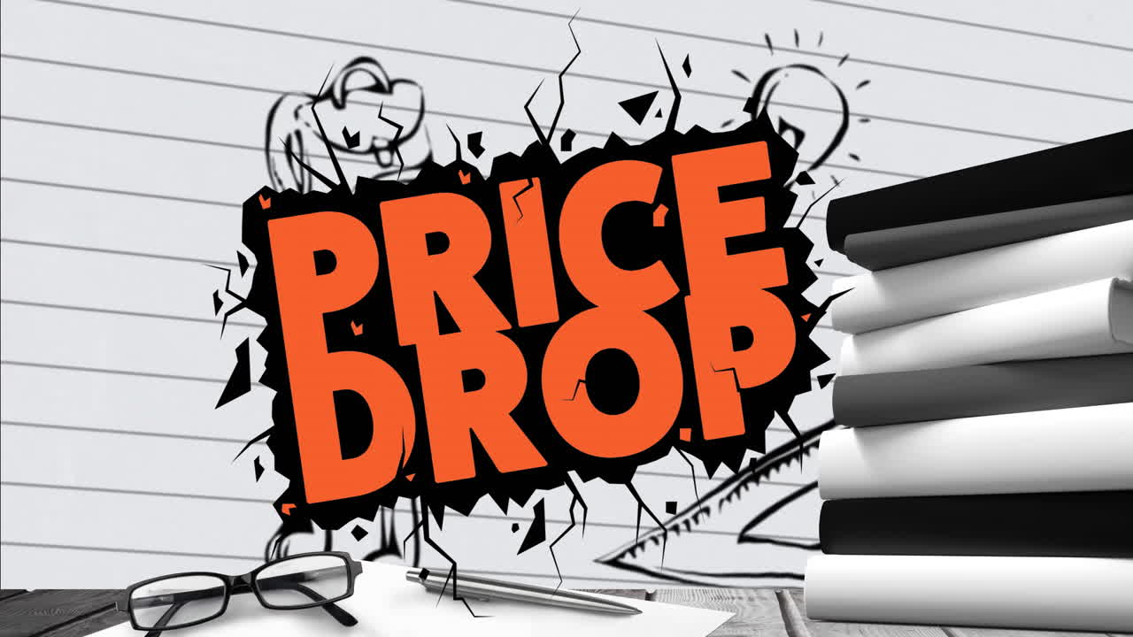 학교로 돌아가는 애니메이션 책에 대한 가격 하락 텍스트