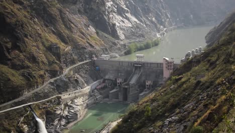 Wasserkraft-Staudamm-Am-Sutlej-Fluss-Im-Kinnaur-Tal-Von-Himachal-Pradesh,-Indien