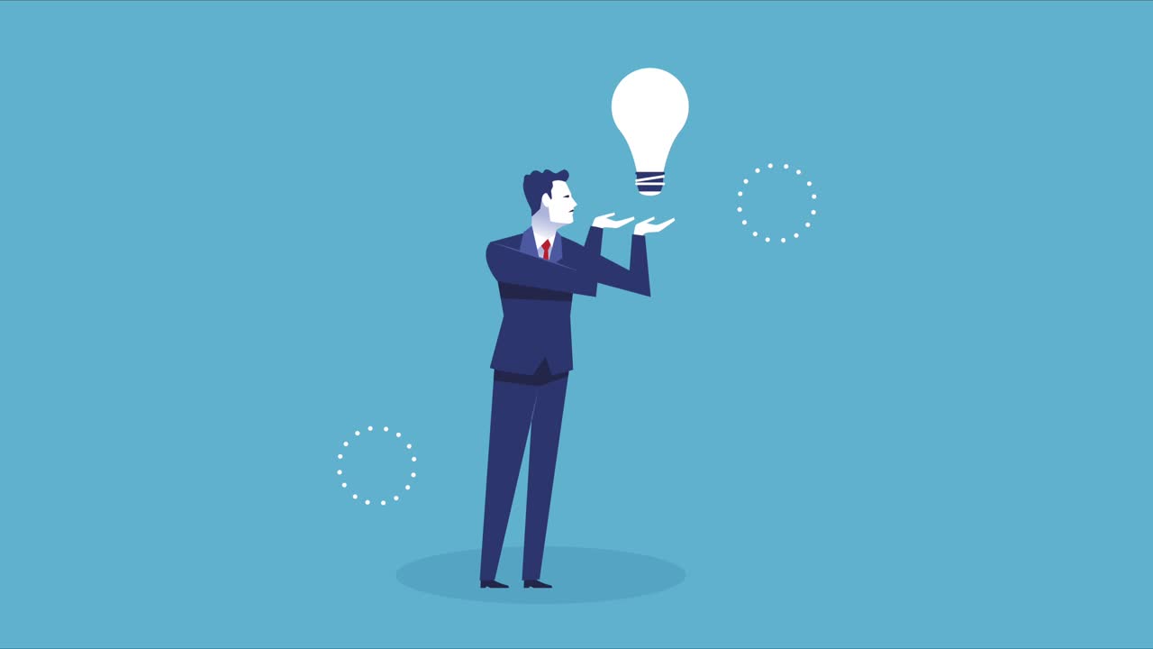 elegant businessman worker lifting bulb