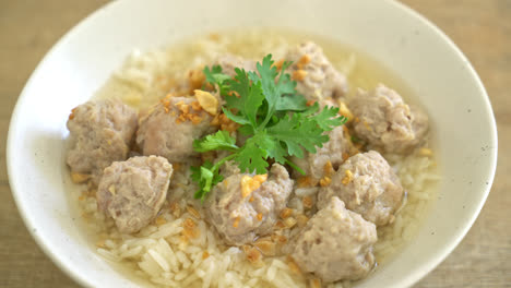 arroz hervido casero con bol de cerdo