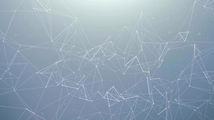 Abstract rendering of chaotic plexus structure lines and polygonal spheres Connection. Futuristic shape. Network Technology concept. Modern motion graphic Seamless Loop Background.