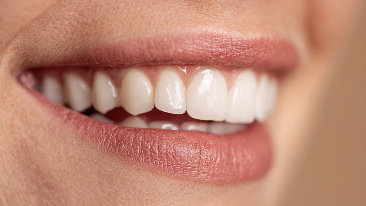Radiant Smile Close-Up: Capturing the Beauty of Healthy Teeth and Gleaming White Enamel, Showcasing Confidence and Joy Through a Bright, Happy Expression