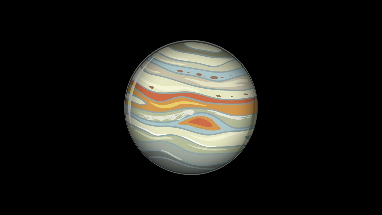Jupiter transitions from whole to fragmented, with dynamic color changes and movement, creating a vibrant visual experience