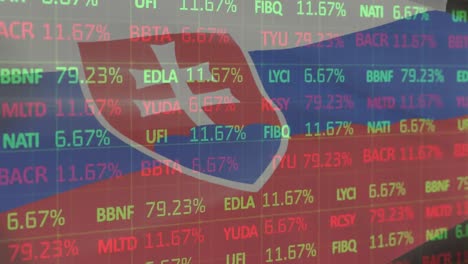 Stock-market-data-processing-against-Slovakia-flag-waving