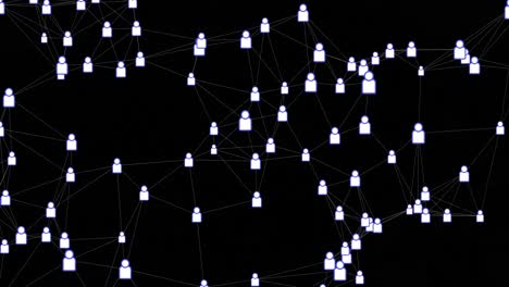 animación de la red de conexiones con iconos en fondo negro