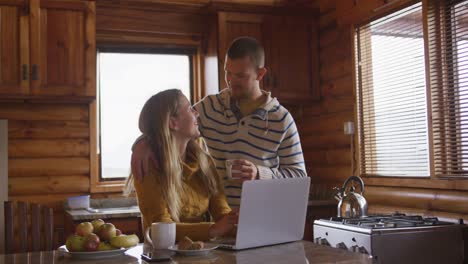 caucasian couple spending time at home together