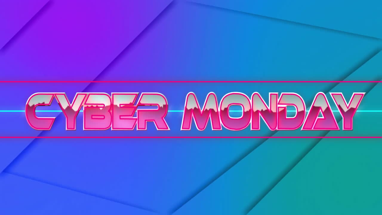 Animation of cyber monday sale text over vibrant pattern background