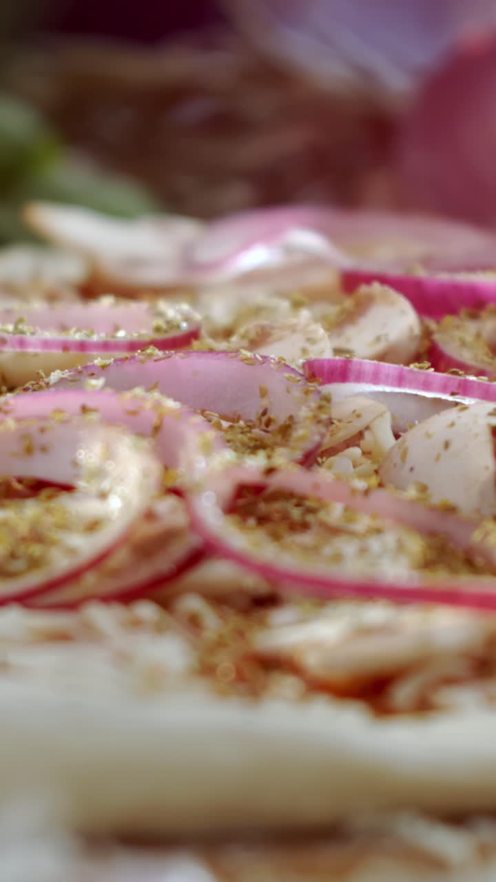 Making Pizza with Red Onion and Garlic