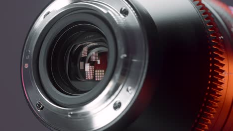 close-up view of a camera lens