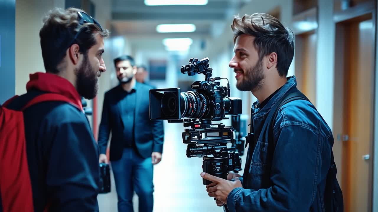 Filmmaking Scene with Camera Crew