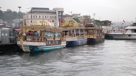 ornate boats docked in istanbul, turkey