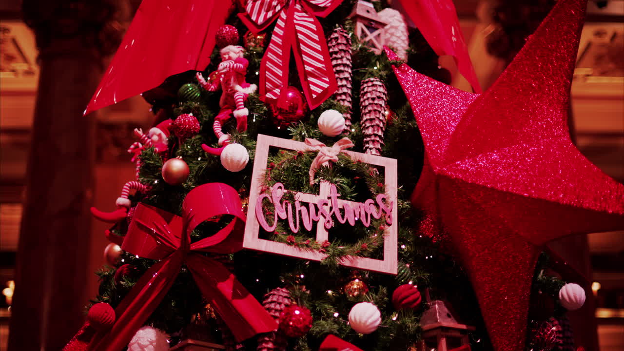 The decorated Christmas tree inside the Monte Carlo Casino in Monaco
