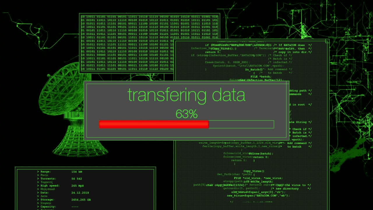 Computerskærm i loop, der downloader data (4K)