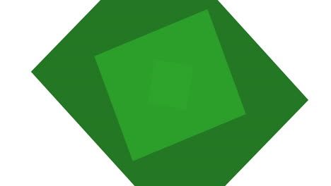 animation of rectangles in shades of green rotating on white background