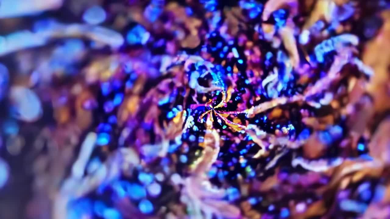 Abstract video with a swirling pattern of vibrant colors and glittering lights