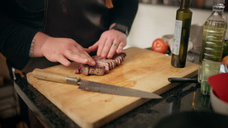 chef slicing a steak