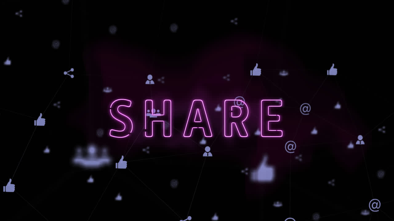 Animation of share text over media icons