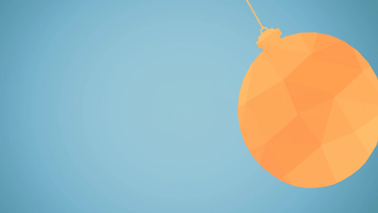파란색 배경 위에 오렌지색 크리스마스 보블의 애니메이션