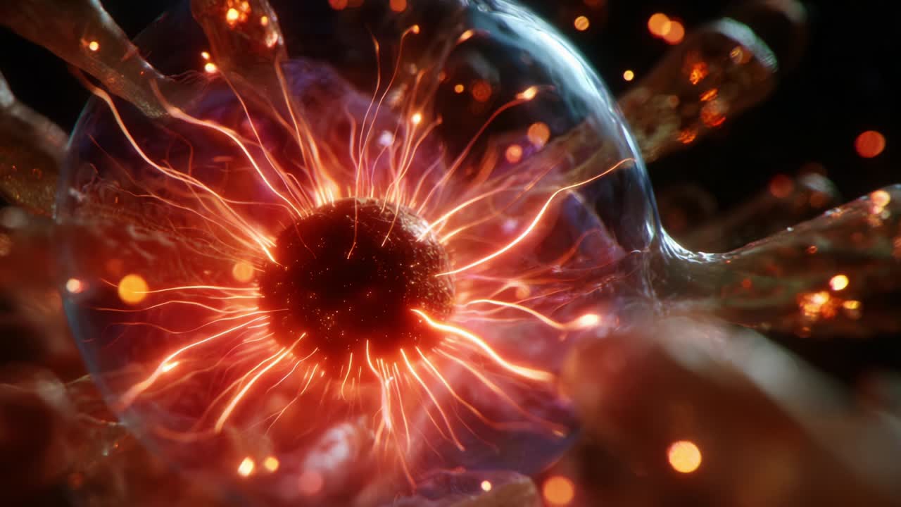 A Stunning Visualization of a Celestial Sphere Emitting Electric Currents, Showcasing Dynamic Light Patterns and Energy Waves, Captivating the Viewer with Its Mesmerizing Details and Vibrant Colors