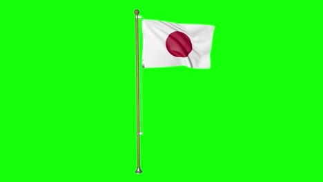 Green-screen-japan-flag-with-flagpole